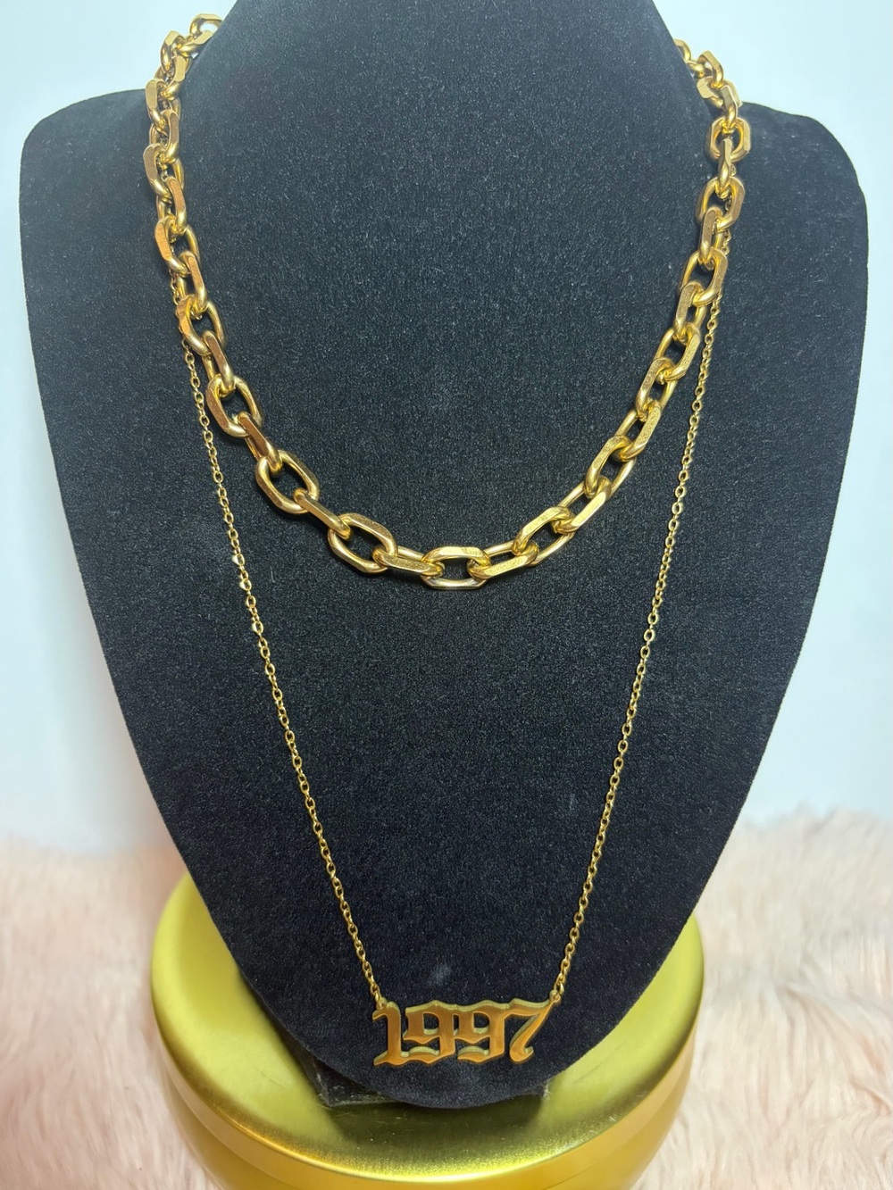 Gold 1997 Pendant Necklace & Chunk Chain Set